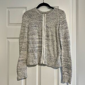 LOFT Knit Grey/White Zipper Sweater (Excellent Condition)